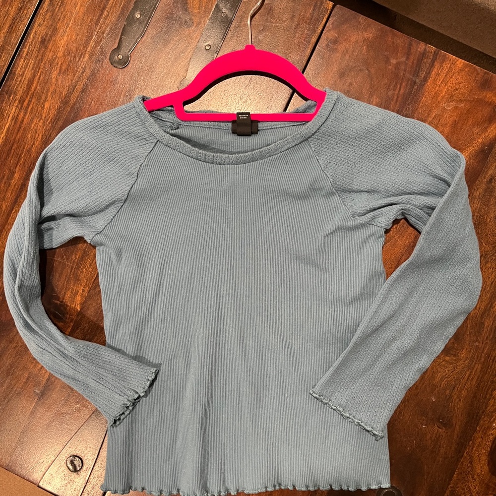 art class Blue Ribbed Long Sleeve Tee